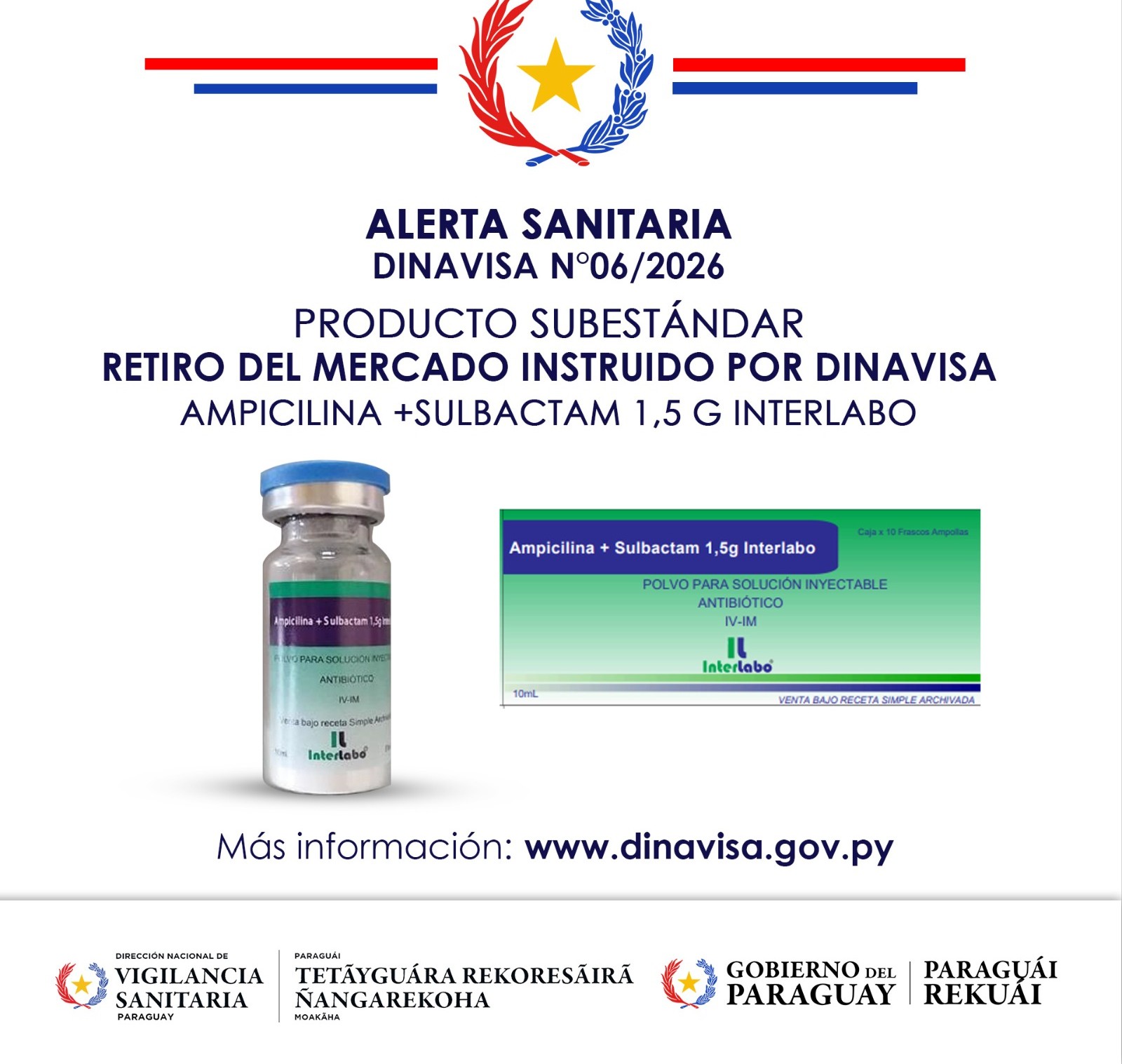 Dinavisa dispuso retiro de lote de fármacos contaminados del mercado